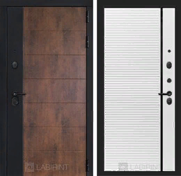 Входная металлическая дверь ТЕХНО 22 - Белый софт, черная вставка