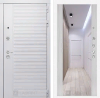Входная металлическая дверь PIANO WHITE с зеркалом Максимум - Сандал белый