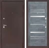 Входная металлическая дверь CLASSIC антик медный 20 - Бетон темный, зеркальные вставки