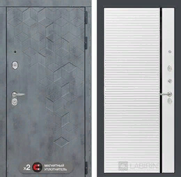 Входная металлическая дверь Бетон 22 - Белый софт, черная вставка