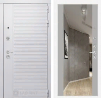Входная металлическая дверь PIANO WHITE с зеркалом Максимум - Грей софт