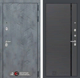 Входная металлическая дверь Бетон 22 - Графит софт, черная вставка