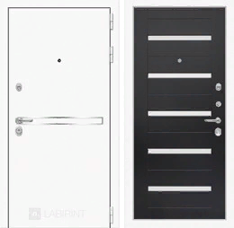 Входная металлическая дверь Лайн WHITE 01 - Венге, стекло белое