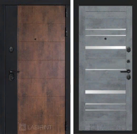 Входная металлическая дверь ТЕХНО 20 - Бетон темный, зеркальные вставки