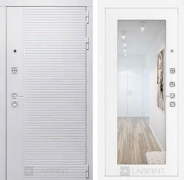 Входная металлическая дверь PIANO WHITE с зеркалом 18 - Белое дерево