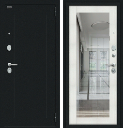 Входная металлическая дверь Флэш Букле черное/Bianco Veralinga