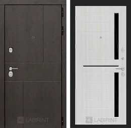 Входная металлическая дверь URBAN 02 - Сандал белый, стекло черное