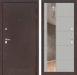Входная металлическая дверь CLASSIC антик медный с Зеркалом 19 - Грей софт