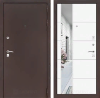Входная металлическая дверь CLASSIC антик медный с Зеркалом 19 - Белый софт