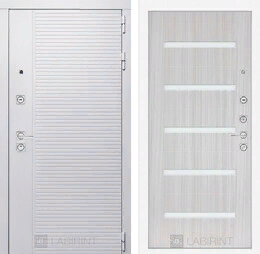 Входная металлическая дверь PIANO WHITE 01 - Сандал белый, стекло белое