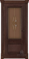 Межкомнатная дверь Корсика brandy с широким фигурным багетом, стекло Кармен