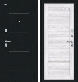 Входная металлическая дверь Сити Kale Букле черное/Riviera Ice