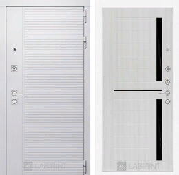 Входная металлическая дверь PIANO WHITE 02 - Сандал белый, стекло черное