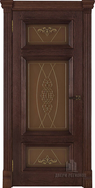 Межкомнатная дверь Мадрид brandy с широким фигурным багетом, стекло Мираж