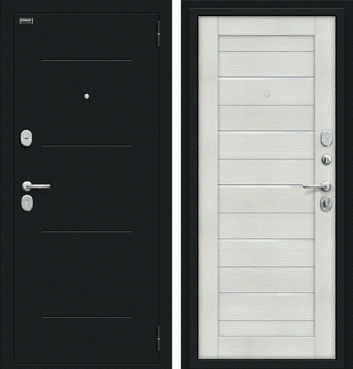 Входная металлическая дверь Техно Kale Букле черное/Bianco Veralinga
