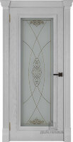 Межкомнатная дверь Тоскана perla с широким фигурным багетом, стекло Мираж