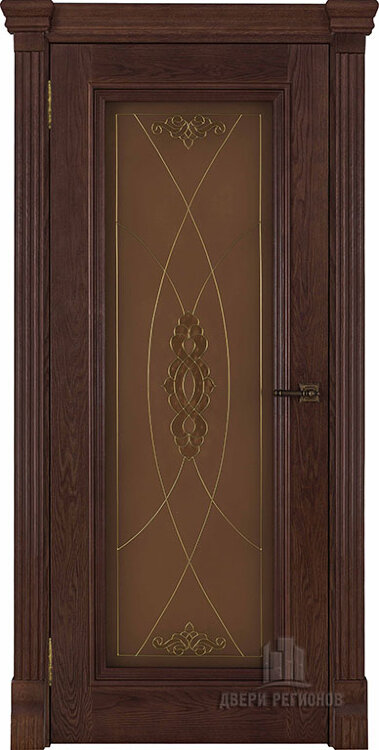 Межкомнатная дверь Тоскана brandy с широким фигурным багетом, стекло Мираж