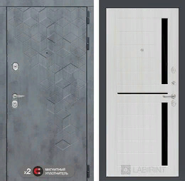 Входная металлическая дверь Бетон 02 - Сандал белый, стекло черное