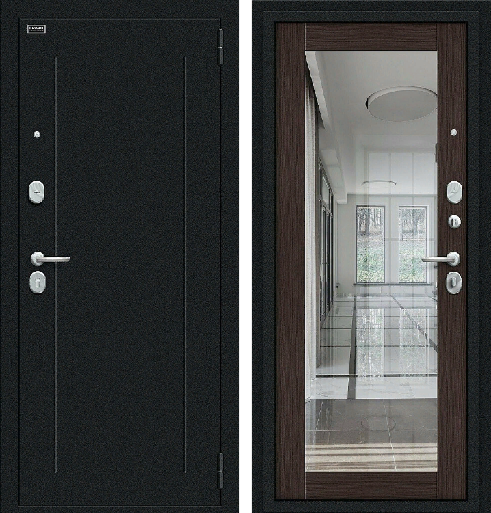 Входная металлическая дверь Флэш Kale Букле черное/Wenge Veralinga