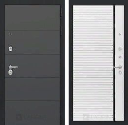 Входная металлическая дверь ART графит 22 - Белый софт, черная вставка