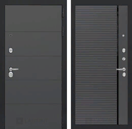 Входная металлическая дверь ART графит 22 - Графит софт, черная вставка