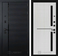 Входная металлическая дверь PIANO 02 - Сандал белый, стекло черное
