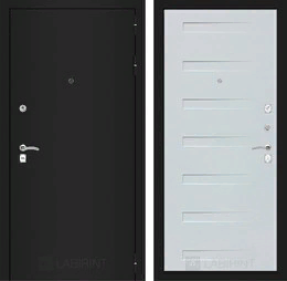 Входная металлическая дверь CLASSIC шагрень черная 14 - Дуб кантри белый горизонтальный