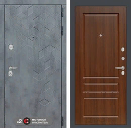 Входная металлическая дверь Бетон 03 - Орех бренди